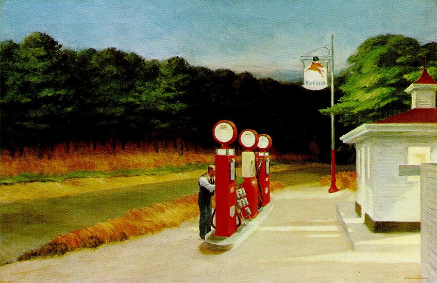 Edward Hopper :Gas station, or The secrecy of space and time 