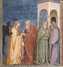Pilato e Giuda (II): Giotto (Cappella degli Scrovegni). Giuda riceve il denaro da Caifa. 