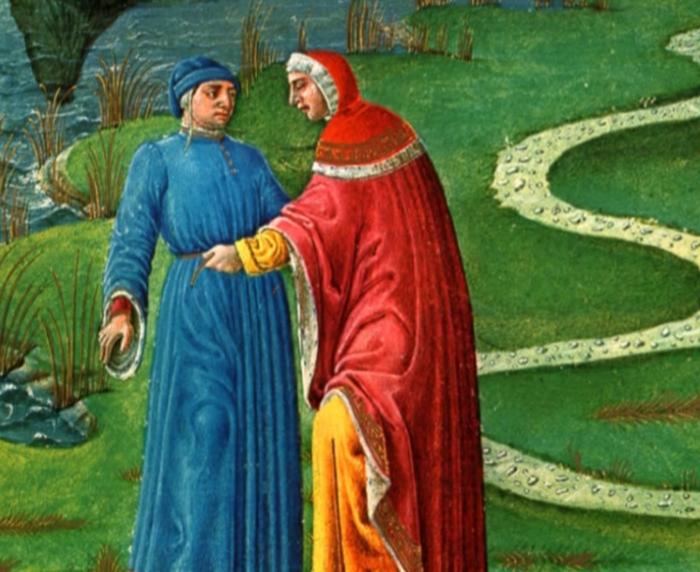 Omaggio a Dante (I): Belacqua Virgilio cinge D con il giunco simbolo di umiltà su consiglio di Catone