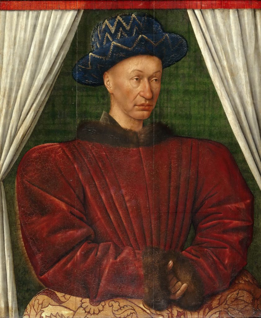 Giovanna d'Arco (2) - Il Delfino (poi Re ) Carlo VII d'Angiò . Ritratto di Jean Fouquet 