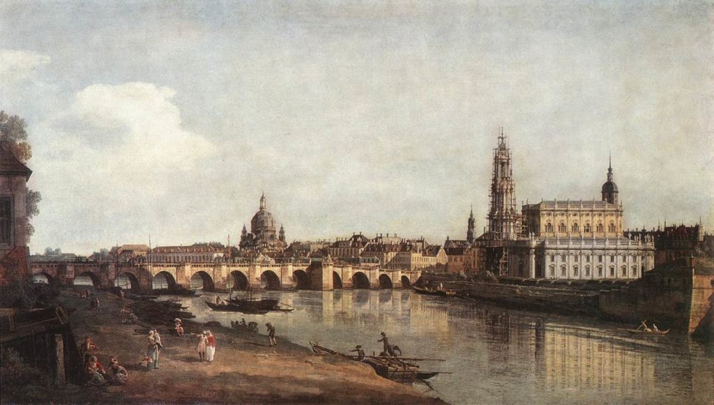 Bernardo Bellotto Veduta di Dresda da sotto il Ponte di Augusto