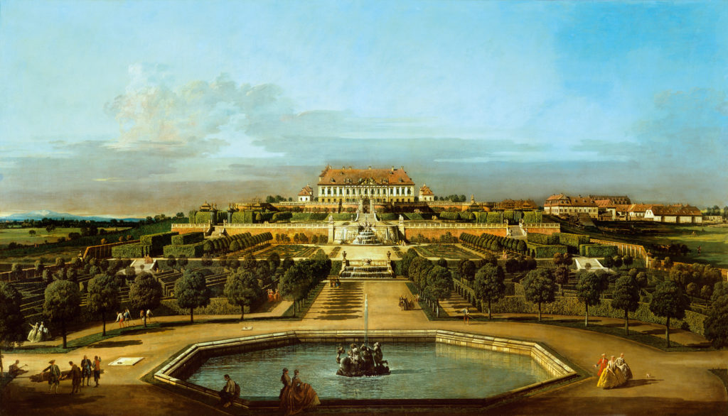 Bernardo Bellotto :The-schloss-hof-garden-side-1758